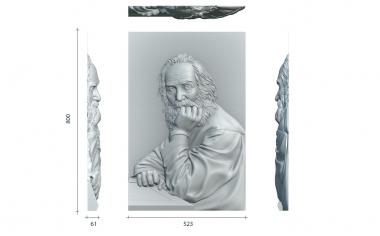 Portrait (Walt Whitman, PRT_0056) 3D models for cnc